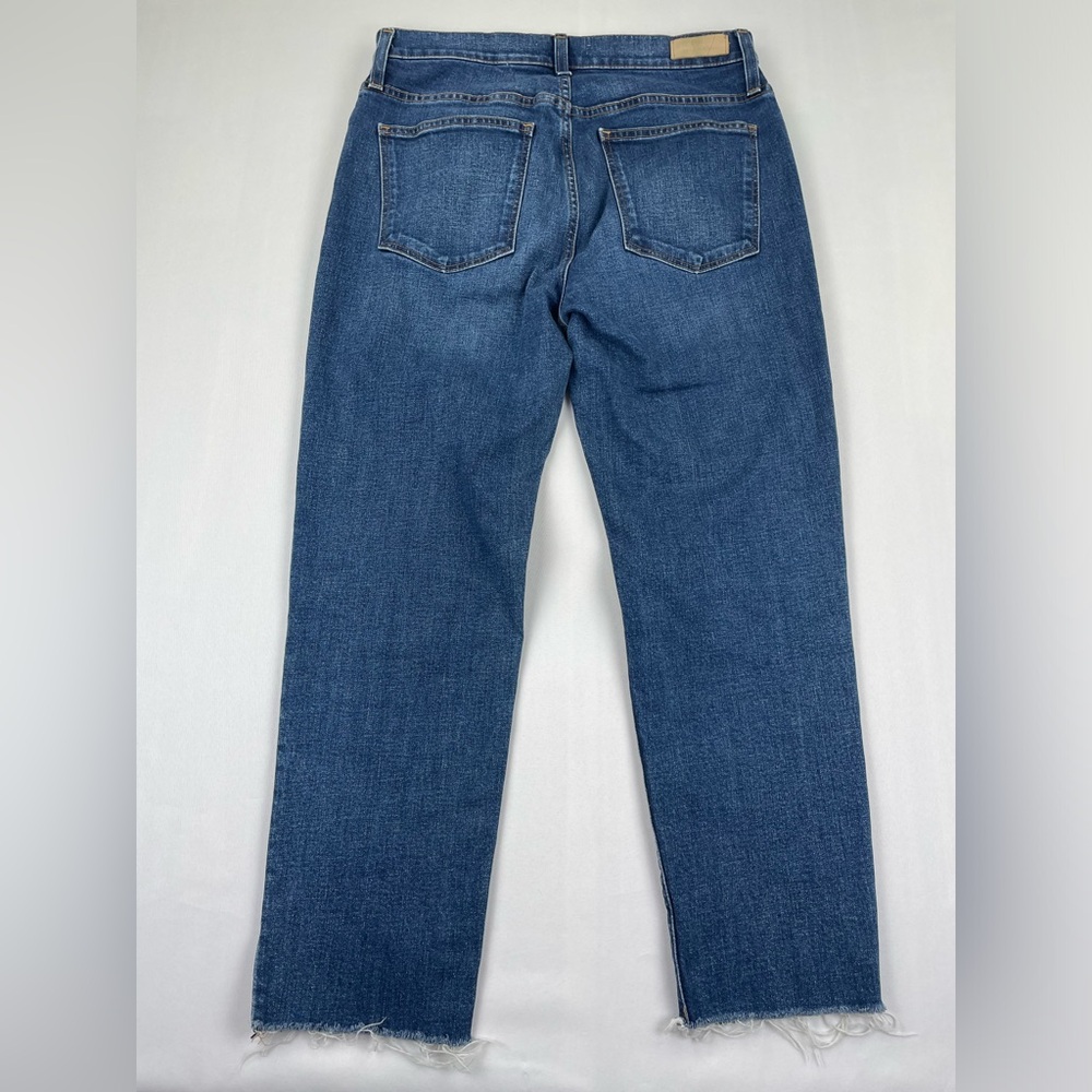 Halogen Jeans Straight Crop Womens Size 30x23” Frayed Ankle Embroidered Denim - Picture 9 of 14